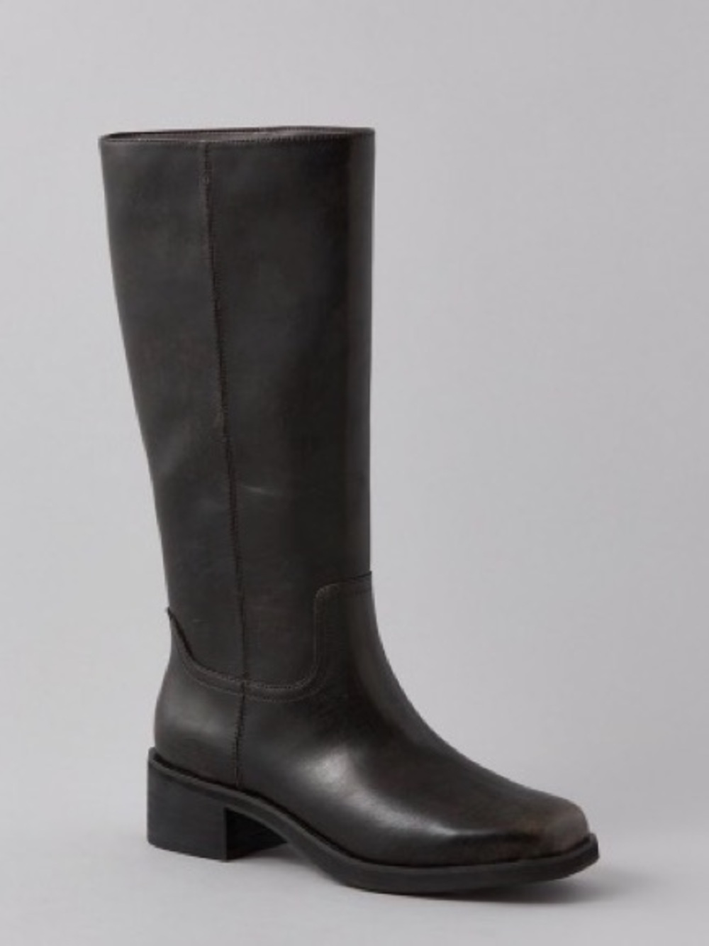 American Eagle Outfitters Black Leather Knee-High Heeled Boot